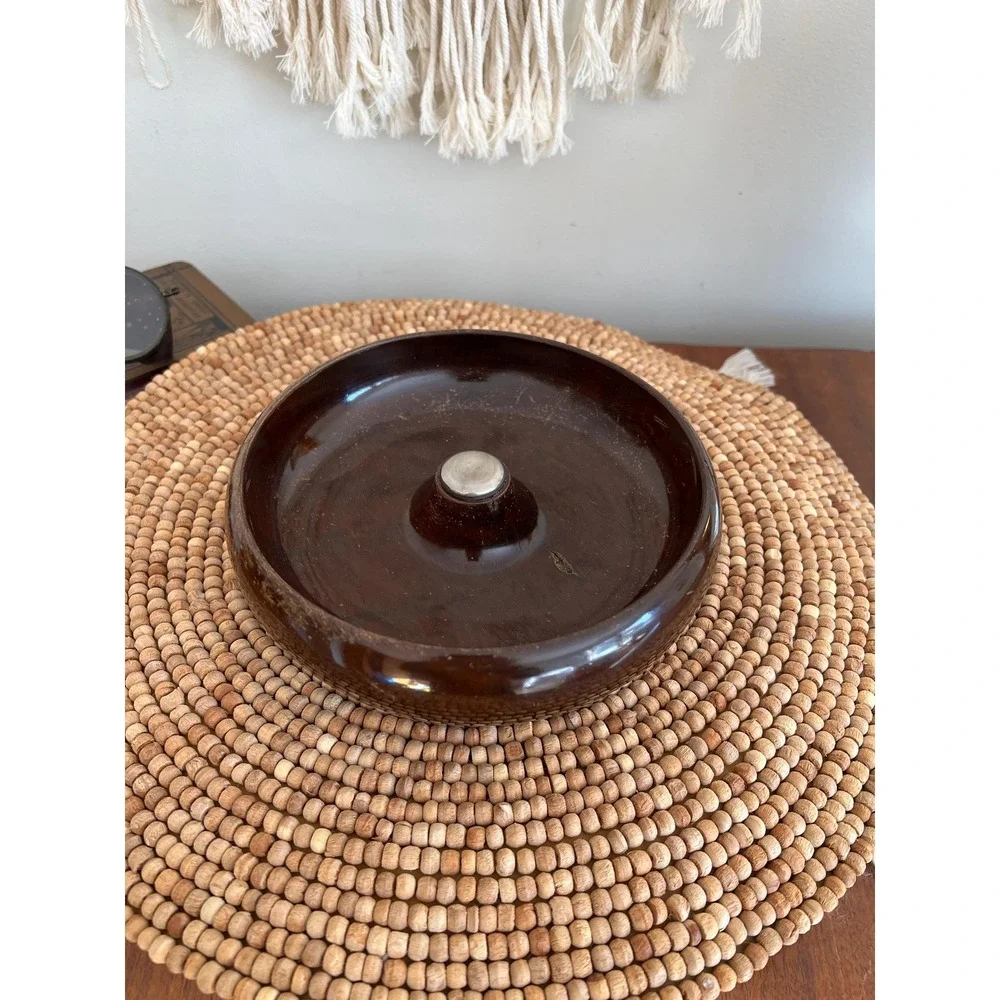 Vintage Wood Nutcracker Bowl with Center Metal Striker (3622)